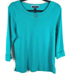 Karen Scott Blue Top Petite Large